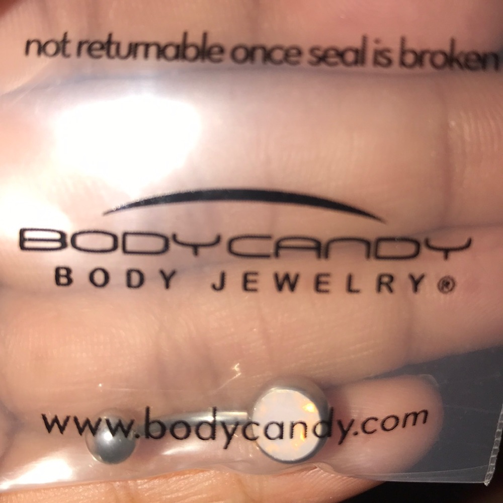 Pink opal belly button ring